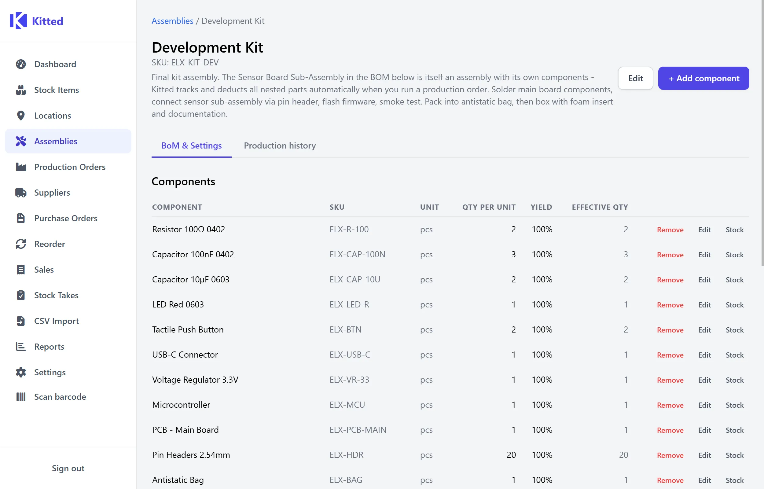 BoM management and availability