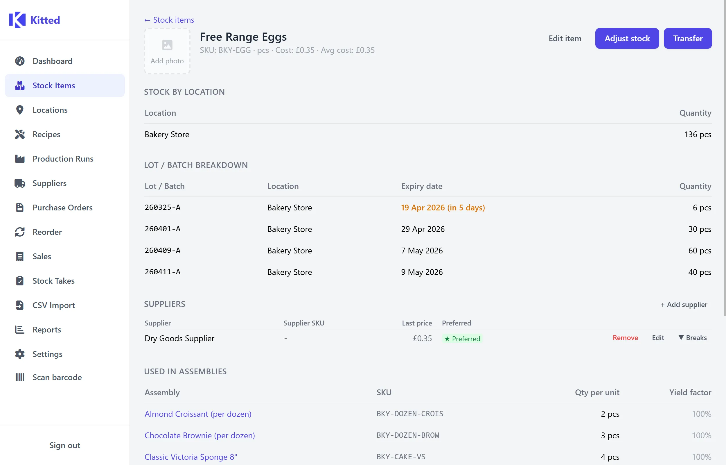Lot and batch tracking