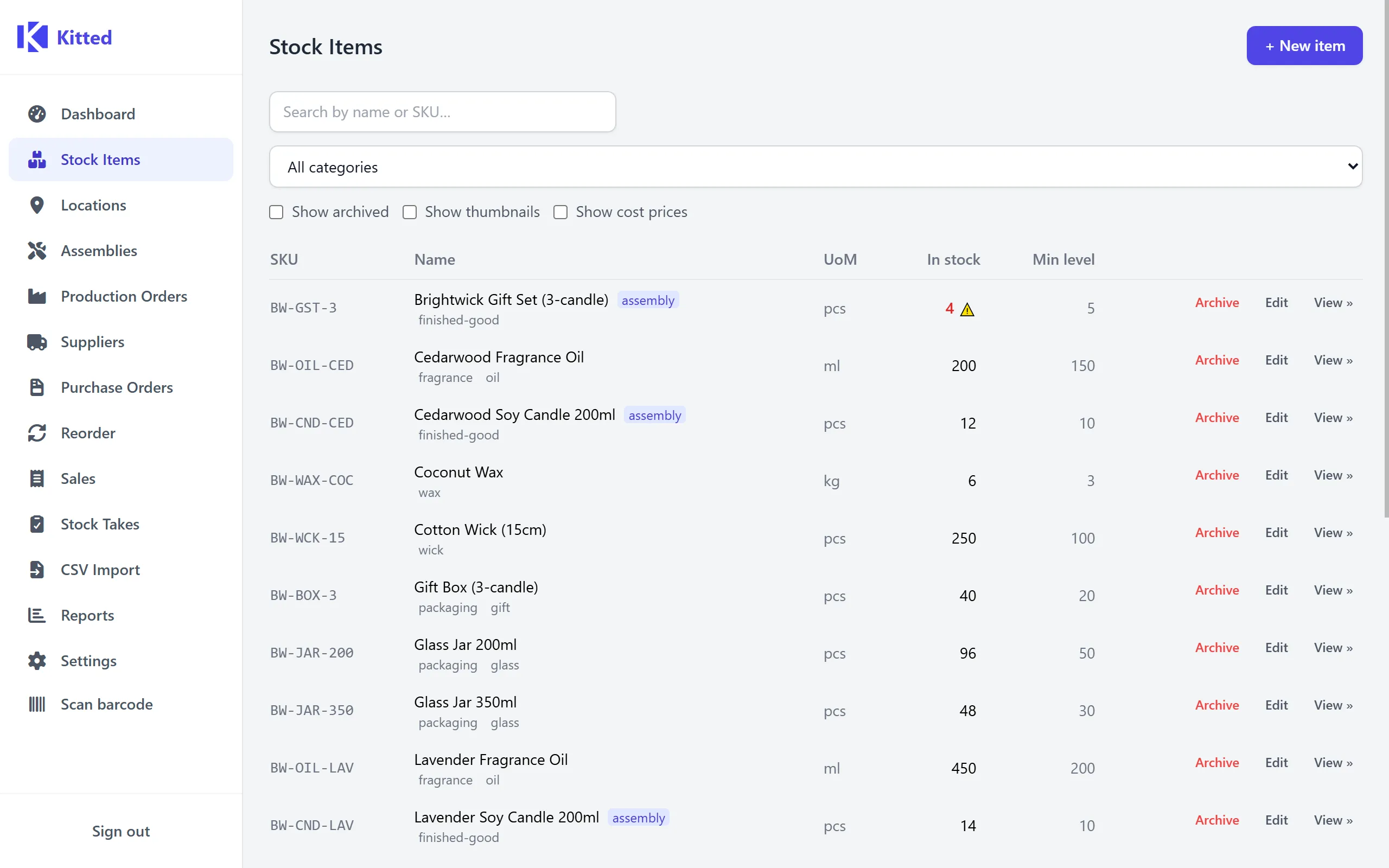 Stock across all your locations