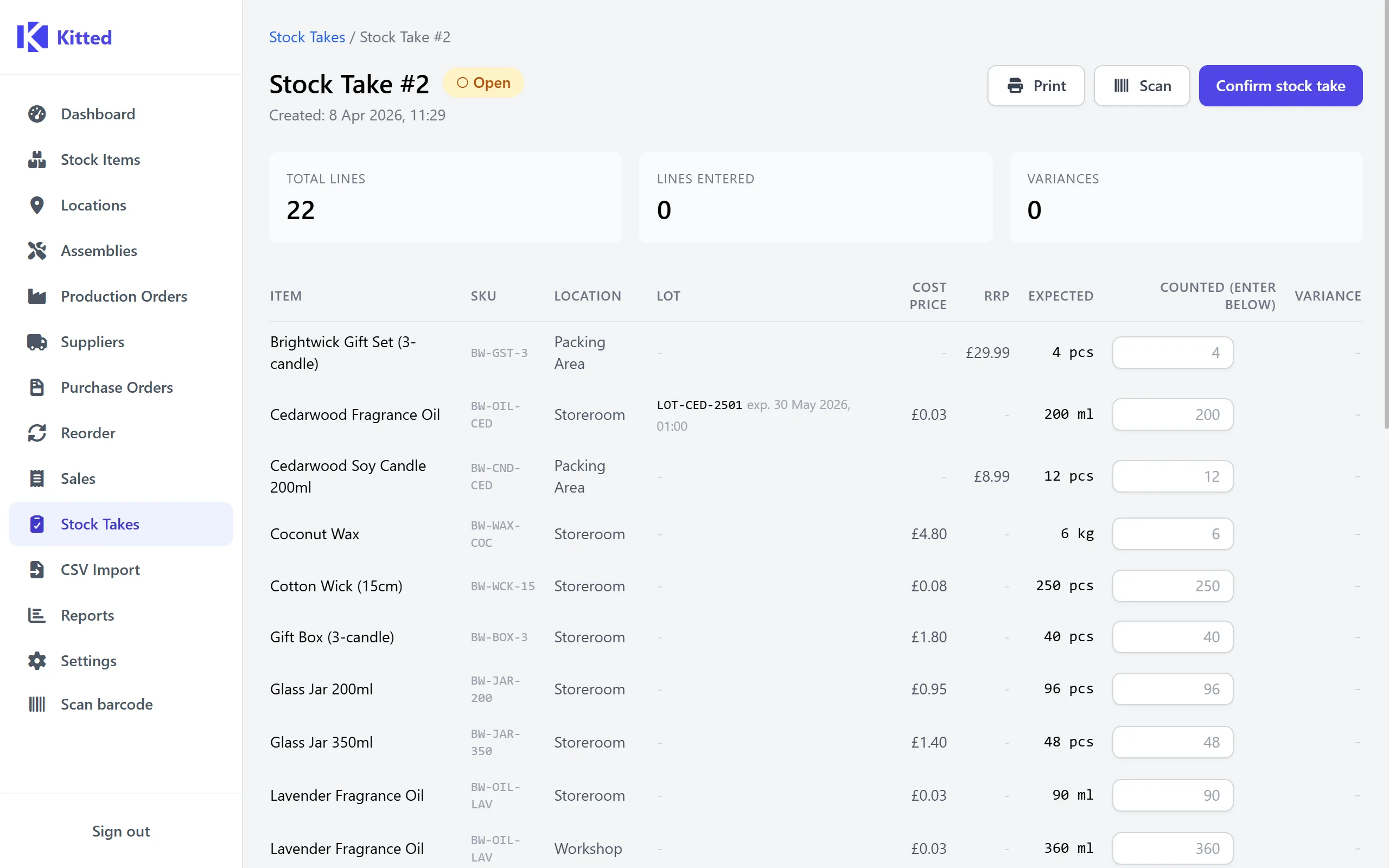 Stock Takes