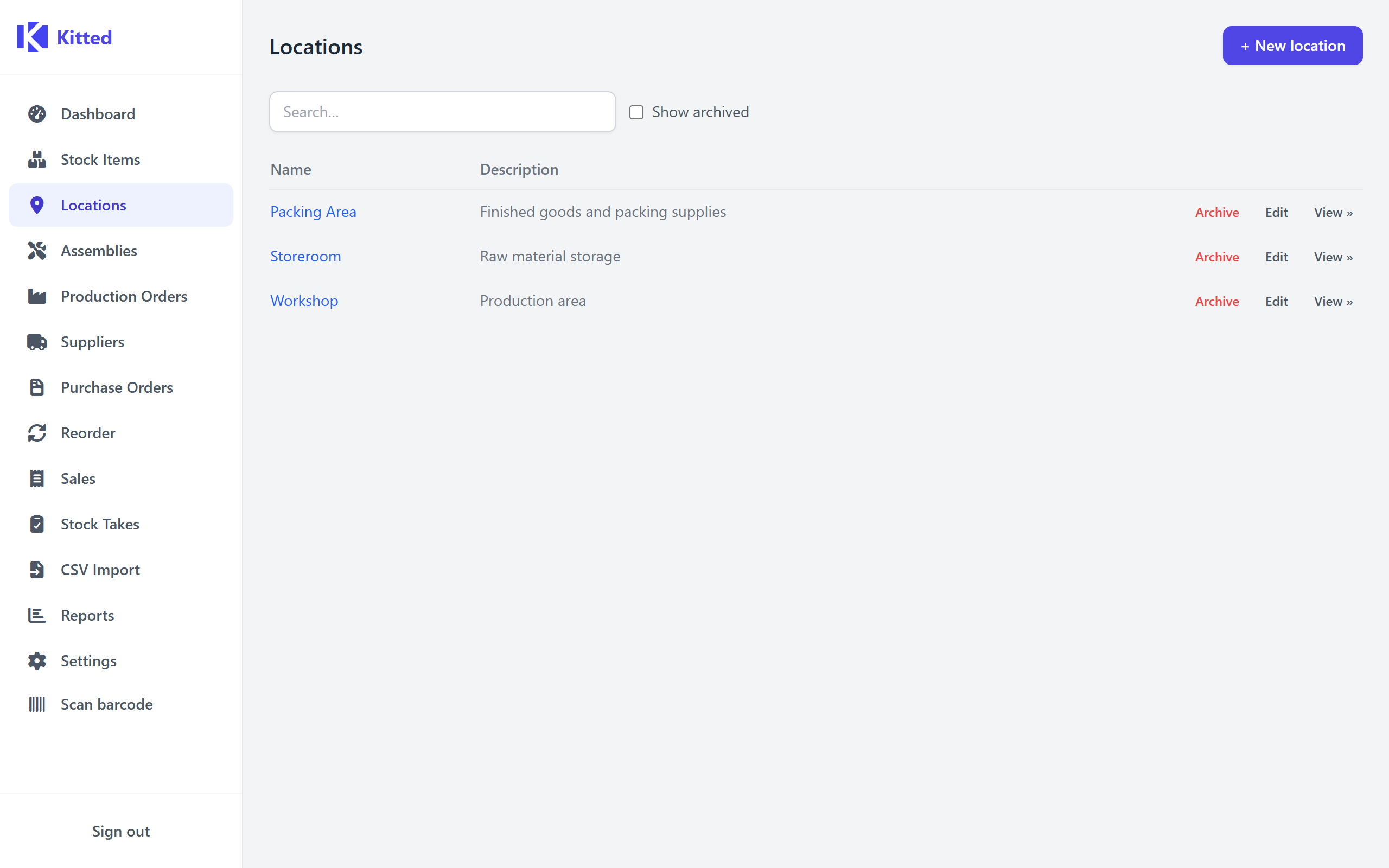 The Locations list